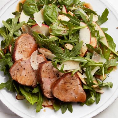 Pork Medallions With Arugula And Apple Salad
