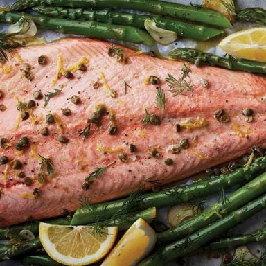 Asparagus And Salmon Sheet Pan Dinner