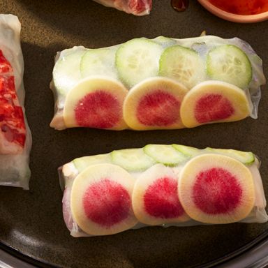 Cucumber, Radish And Chicken Salad Rolls