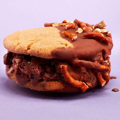 Chocolate Pretzel Ice Cream Sandwich