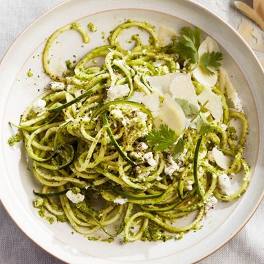 Pesto And Zucchini Noodles Pasta
