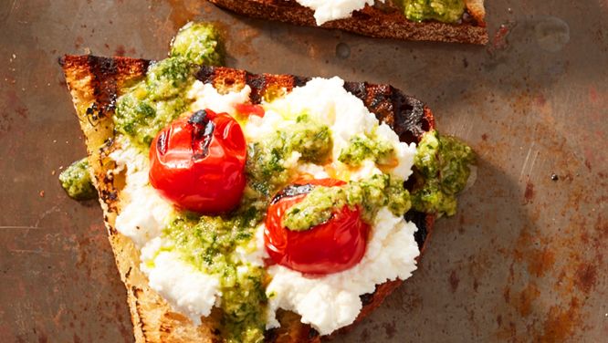 Ricotta And Green Onion Bruschetta