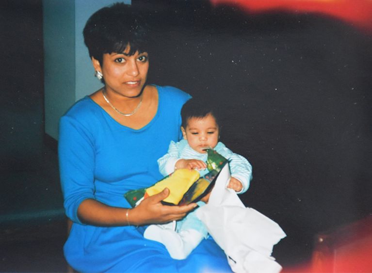 Veena holds newborn Ishani in this photo from 1989.