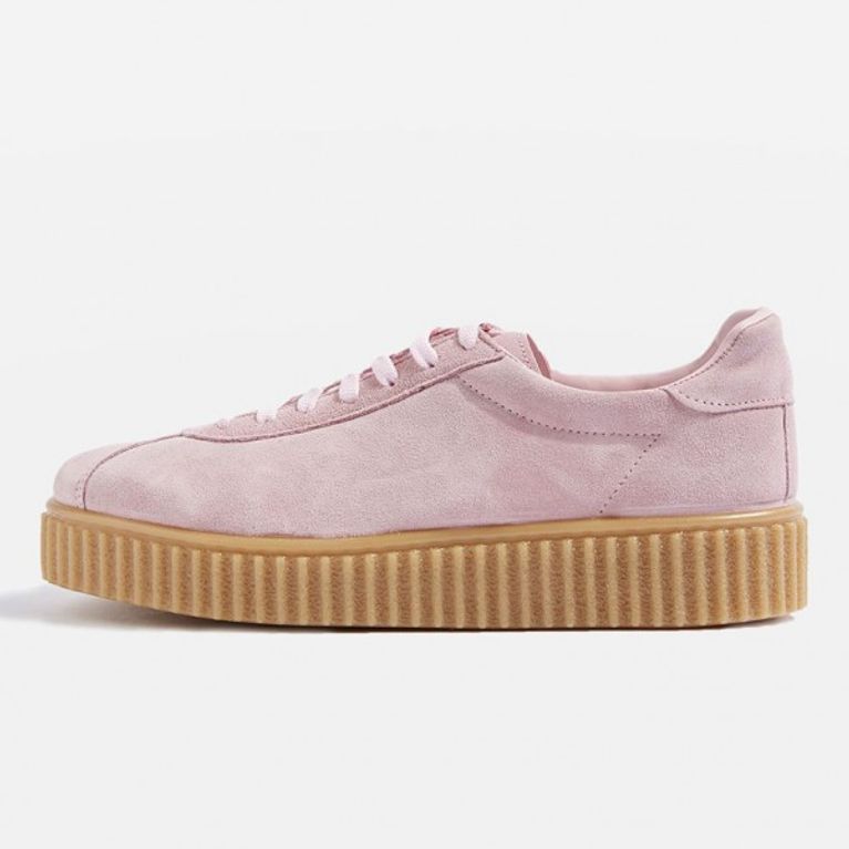 Calypso Lace Up Flatform Trainers, pastel pink sneakers