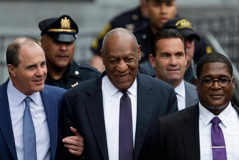 Bill Cosby walks from the Montgomery County Courthouse during his sexual assault trial, Tuesday, June 6, 2017, in Norristown, Pa. (AP Photo/Matt Slocum)