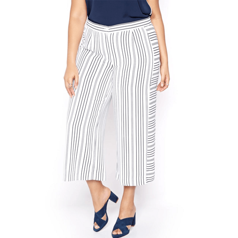 Michel Studio Multi Strip Crop Pant, $68, Addition elle, striped fashion