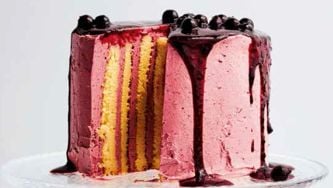 Lemon And Blackcurrant Stripe Cake