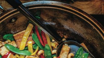 Tofu vegetable stir fry with cashews