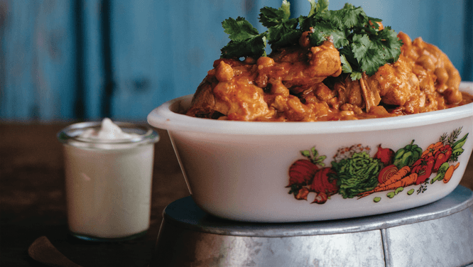 Mild chicken and chickpea curry