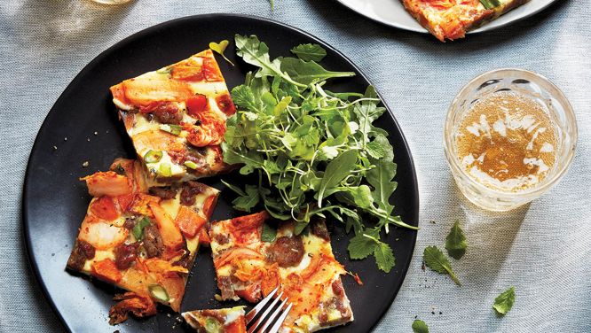Sheet Pan Frittata With Kimchi