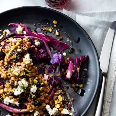 Red Cabbage Steaks With Bulgur Salad