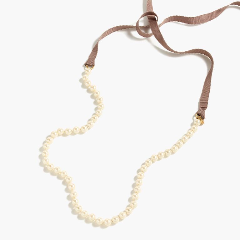 J.Crew Ribbon-tied long pearl necklace, accessories under $100