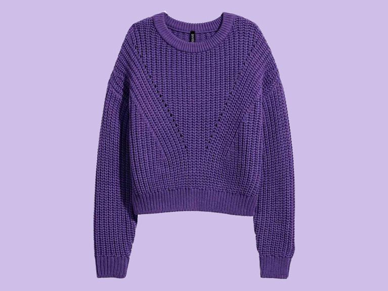 Purple sweater on a purple background for article on Pantone Colour of the Year 2018 Ultra Violet