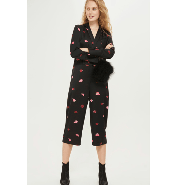 Topshop Lips Print Pyjama Jumpsuit