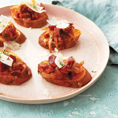 Sweet potato and chorizo crostini