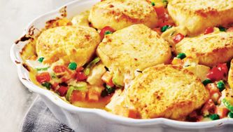 Creamy chicken with cheddar biscuits