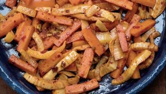 Nigella Lawson's carrots with fennel and harissa