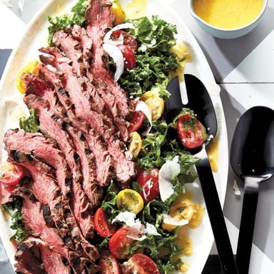Grilled Flank Steak With Kale Caesar Salad
