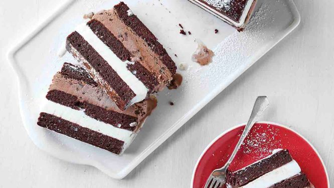 Giada De Laurentiis' Black And White Brownie Ice Cream Cake