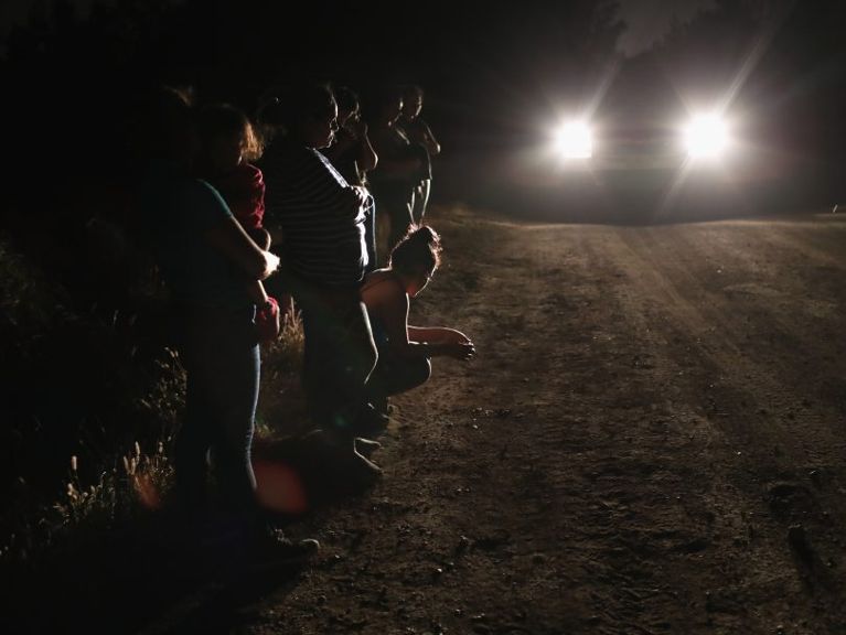 Little Girl photo Trump border policy-side of road