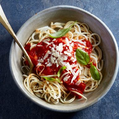 Celeriac "spaghetti" arrabbiata