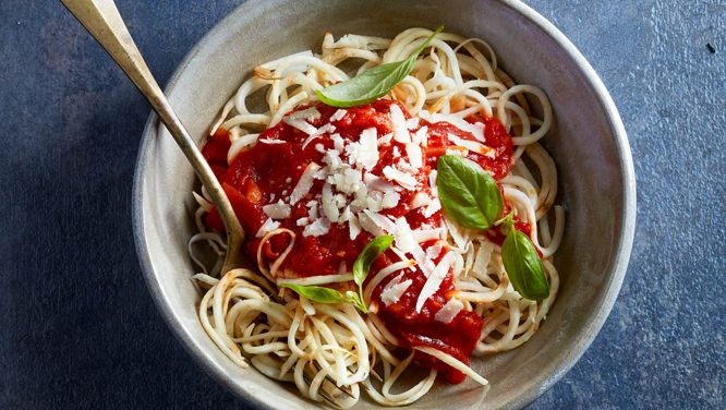 Celeriac "spaghetti" arrabbiata
