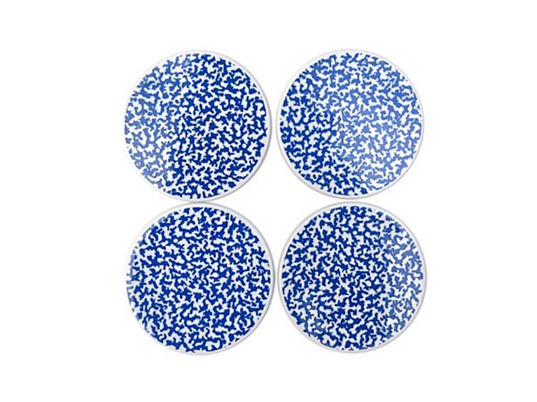 Holiday Gift Guide 2018 four ceramic coasters with blue and white pattern