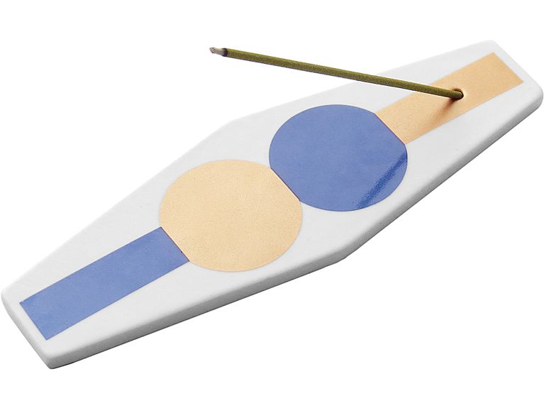 Holiday Gift Guide 2018 ceramic incense holder with gold and blue geometric design