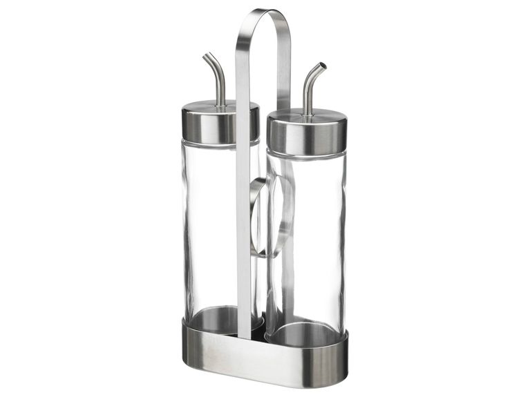 Holiday Gift Guide 2018 glass and stainless steel oil and vinegar bottles