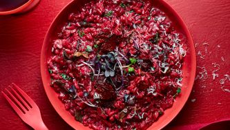 Mushroom And Beet Risotto