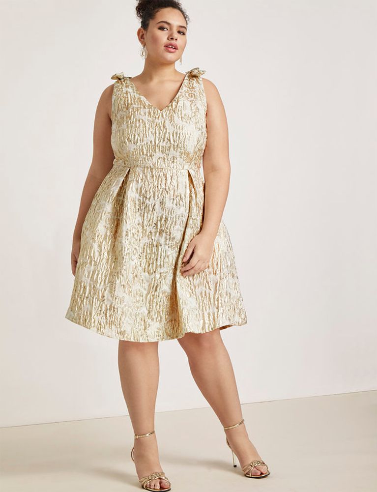 Eloquii Bow Shoulder Fit and Flare Dress