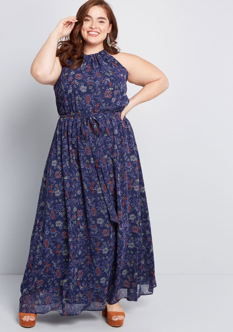 Modcloth Illuminated Elegance Chiffon Maxi Dress