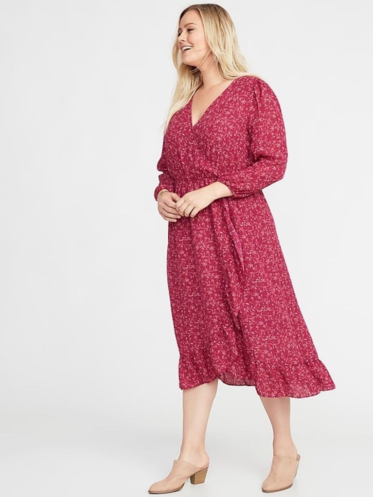 Old Navy Waist-Defined Plus-Size Faux-Wrap Georgette Dress