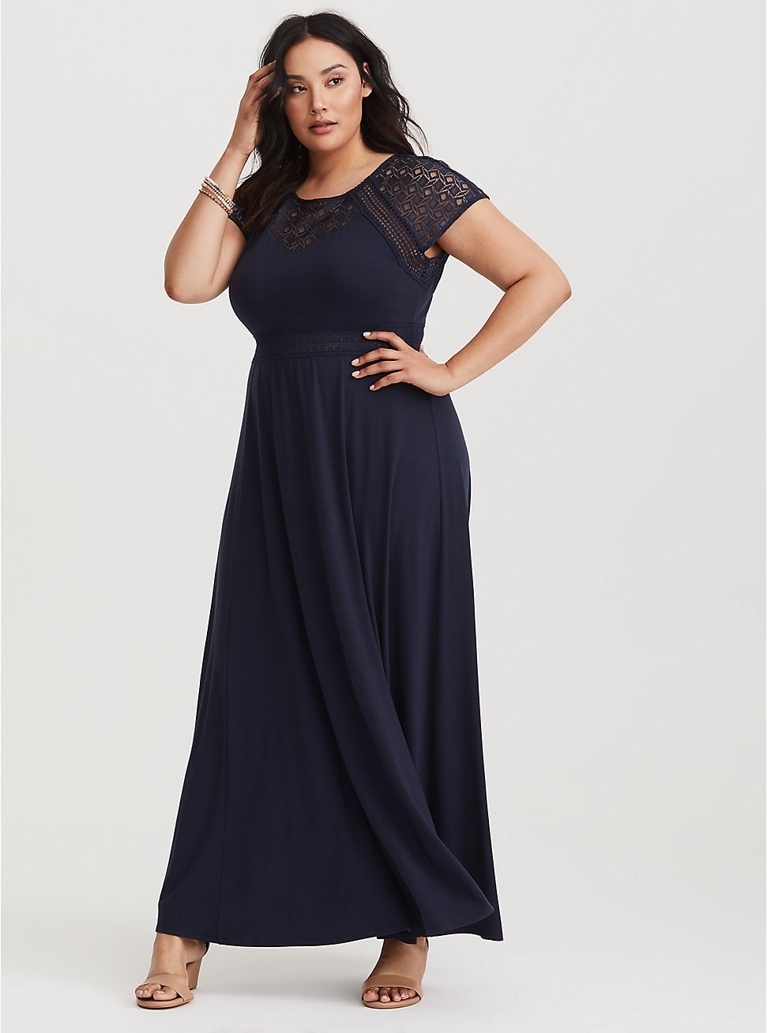 Torrid Sheer Lace Yoke Knit Maxi Dress