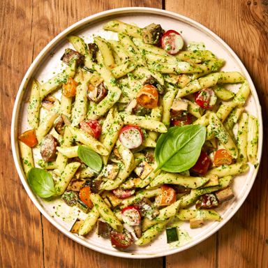 Mushroom, Zucchini & Tomato Pasta Salad
