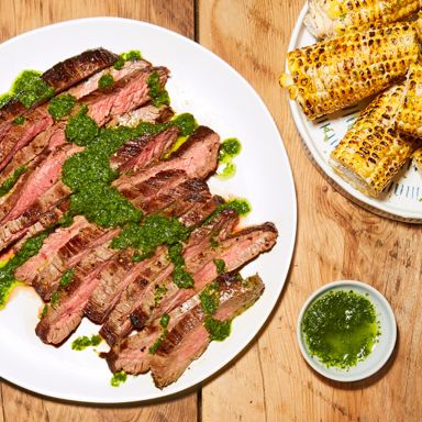 Seared Flank Steak with Chimichurri & Grilled Corn
