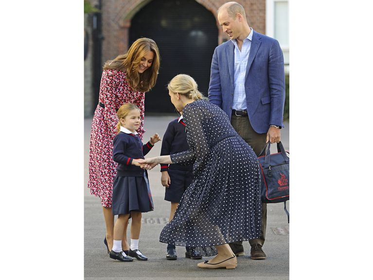 Princess Charlotte shakes hand with her new teacher