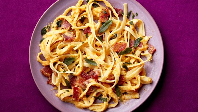 Creamy Butternut Squash Pasta with Bacon