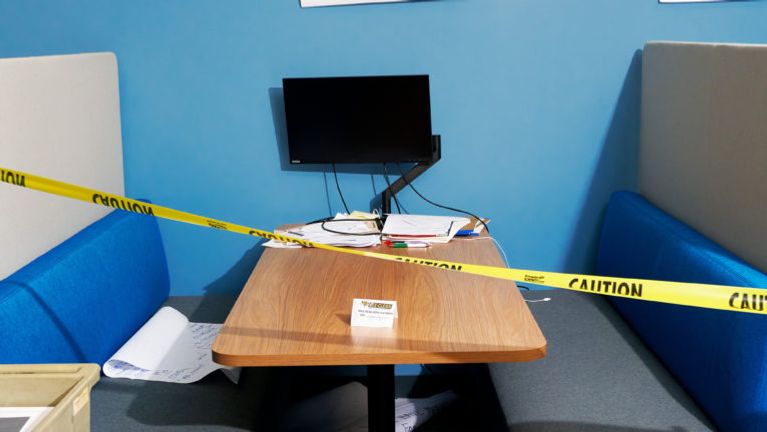 An area of the Middlesex-London Health Unit that has been sectioned off for social distancing (Photo: by Nathan Cyprys)