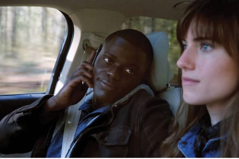A photo of Daniel Kaluuya and Allison Williams in Get Out. 