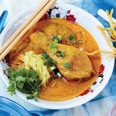 Chicken Drumstick Curry with Egg Noodles (Khao Soi Gai)