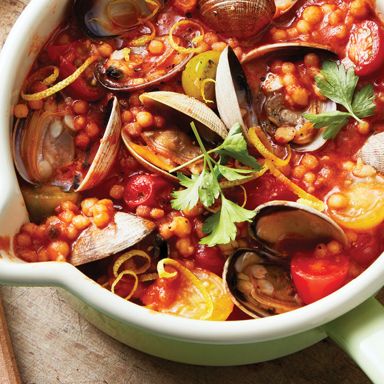 Homemade Fregola Sarda with Clams