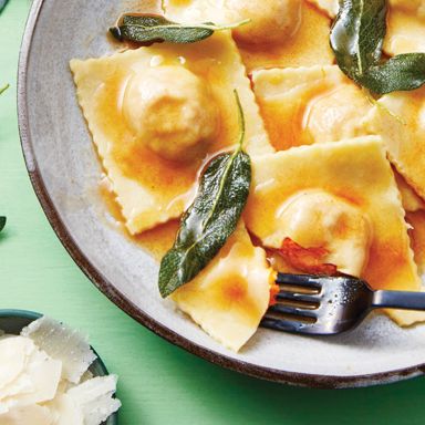 Homemade Sage And Pumpkin Ravioli