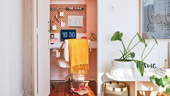 How To Turn A Tiny Closet Into A Cute Home Office