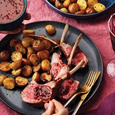Glazed Rack of Lamb with Shallot Gravy