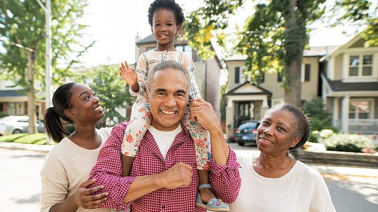 A family with their grandparents
