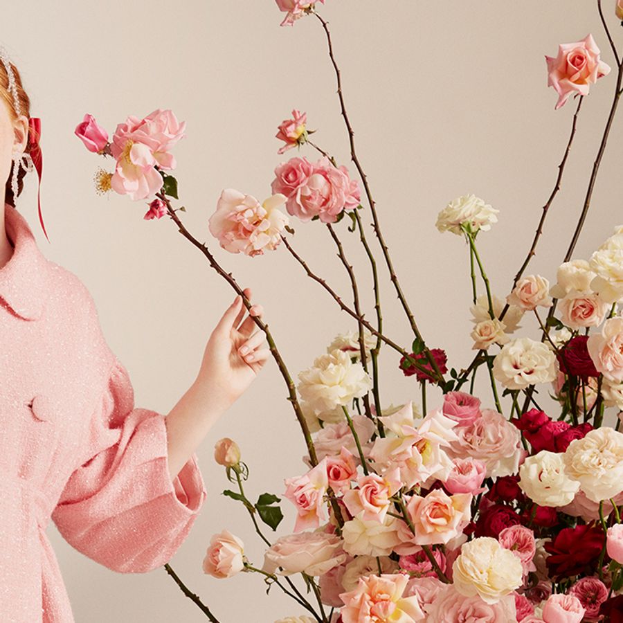 〓Simone Rocha〓pink×red flower刺繍チュール ドレス Simone Rocha（シモーネロシャ）の「Simone Rocha - フローラル
