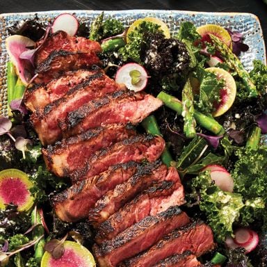 Broiled Steak And Spring Kale Caesar Salad