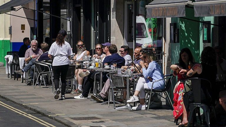 Patrons at a restaurant in Soho, in London. British Prime Minister Boris Johnson delayed the next planned relaxation of coronavirus restrictions in England due to the spread of the delta variant. (Alberto Pezzali/CP)