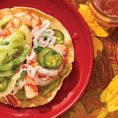 Green Tomato and Shrimp Tostada